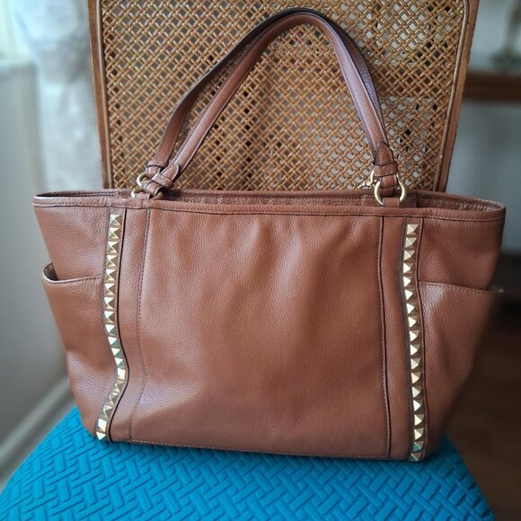NEW COACH TAN LEATHER HANDBAG GOLD HARDWARE GOLD GROMMETS COACH BOX - Picture 2 of 11